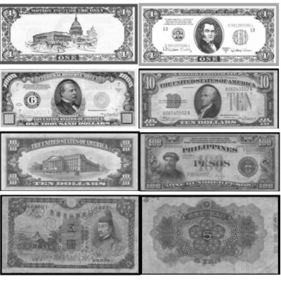 Кисти на тему штапмы, деньги. 