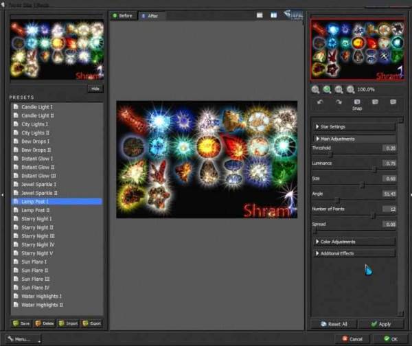 Плагин-эффекты звезд и освещения Плагин-эффекты звезд и освещения