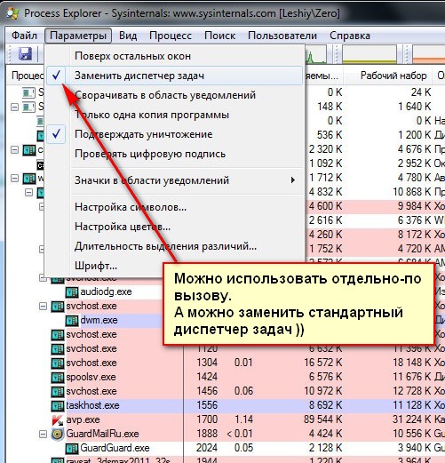 Замена стандартного Диспетчера задач
