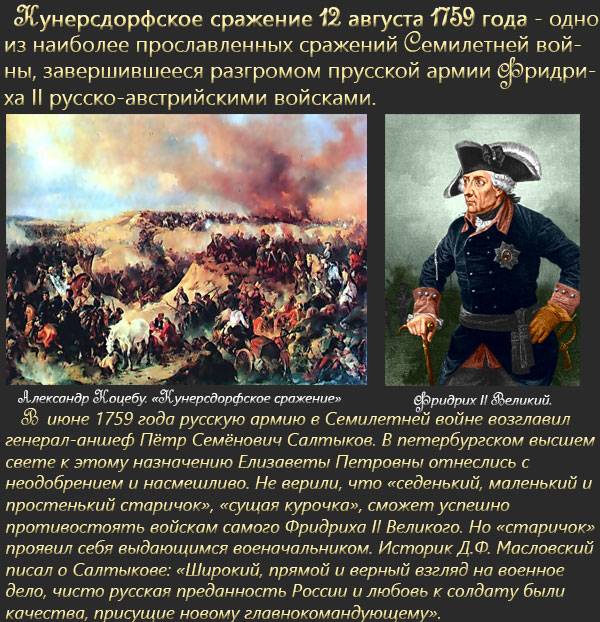 255 лет со дня победы в Кунерсдорфском сражении.