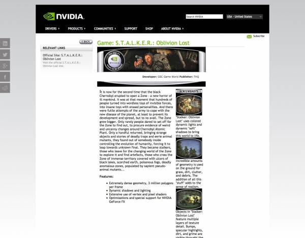 NVIDIA всё ещё ждёт S.T.A.L.K.E.R. Oblivion Lost